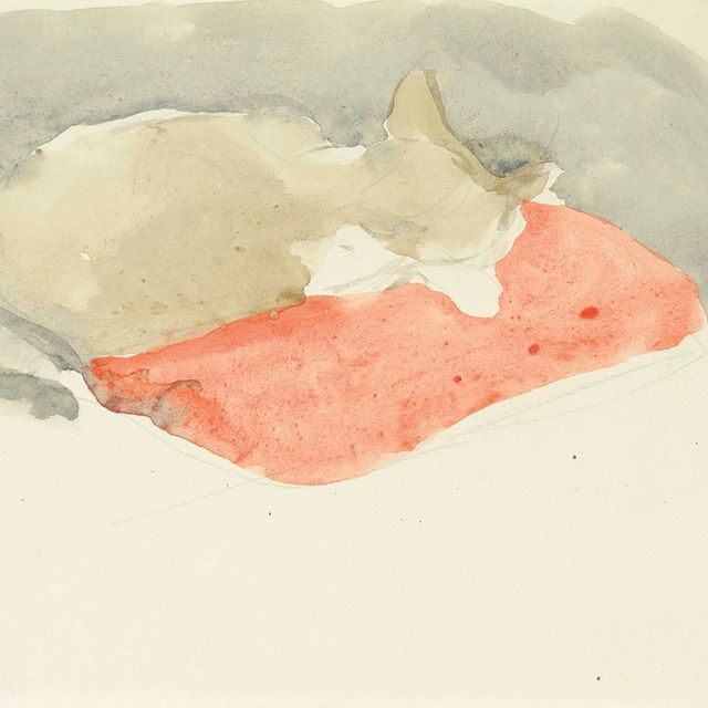 Gwen John — Кошка, спящая на красной подушке