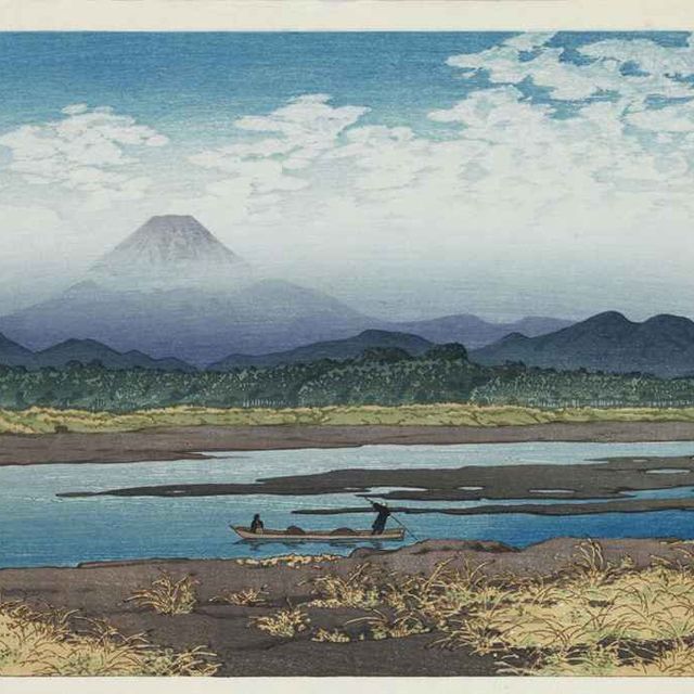 Hasui Kawase — Пять гравюр на дереве: "Хаманако" ("Озеро Хаманако"), 1931, из серии "Токайдо фукэй сеншу" ("Избранные виды Токайдо"); "Иногасира-но хару-но йору" ("Весенний вечер в Иногасире"), 1931; "Никко Юмото онсен" ("Курорт Юмото", Никко), 1937; "Бушу Ненояма" ("Ненояма в провинции Мусаси"), 1941; и "Эчиго Оджия" ("Оджия" в провинции Эчиго), 1941, каждая с подписью "Хасуи" и печатью "Кавасе" и издана Ватанабэ Седзабуро - очень хорошие оттиски, хороший цвет, поля третьей и пятой страниц слегка подкрашены.