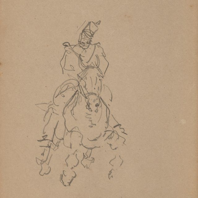 Henri de Toulouse-Lautrec — Кавалер ( спереди ); Военный маневр и рыцарские этюды ( сзади )