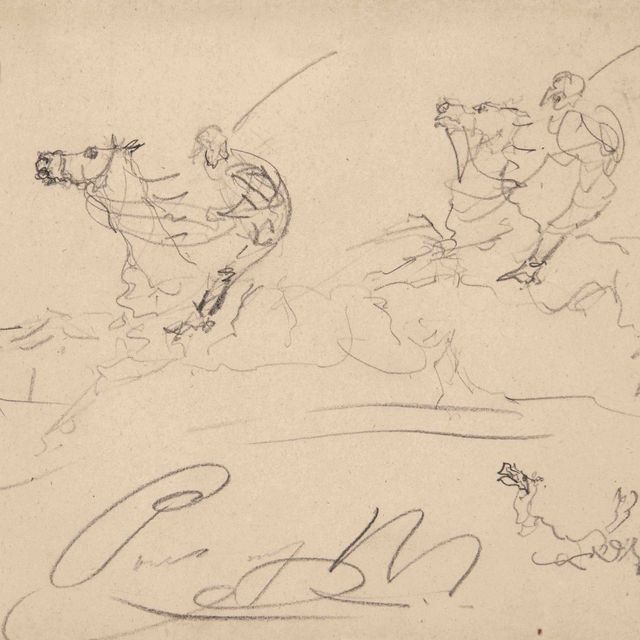 Henri de Toulouse-Lautrec — Кавалеры (спереди) ; Кавалер на галопе (сзади)