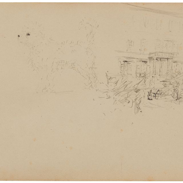 Henri de Toulouse-Lautrec — Дом и женщина ( справа ); Солдат и этюды для человека в люнетах ( сзади )