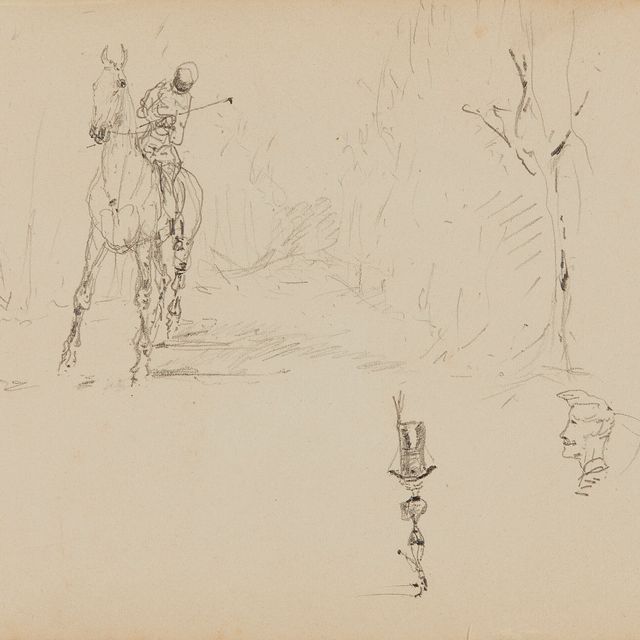 Henri de Toulouse-Lautrec — Жокеи и персонажи ( справа ); Этюды о беге ( сзади )