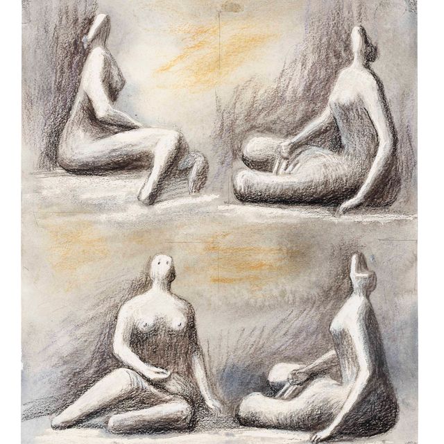 Henry Moore — Рисунок для сидящей скульптуры: Четыре вида