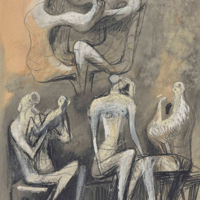 Henry Moore — Сидящие фигуры (спереди и сзади )