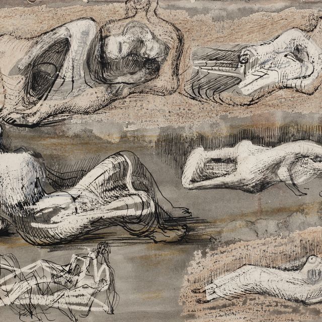 Henry Moore — Лежащие фигуры: Идеи для скульптур ( recto ); Лежащие фигуры и сидящая фигура ( verso )