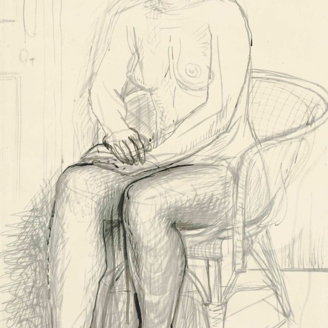 Henry Moore — Сидит обнаженная в плетеном кресле