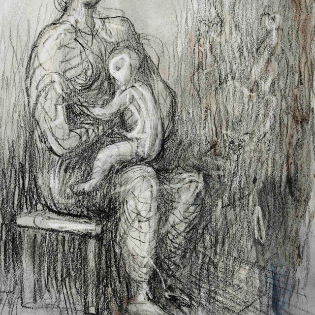 Henry Moore — Мать с ребенком на коленях
