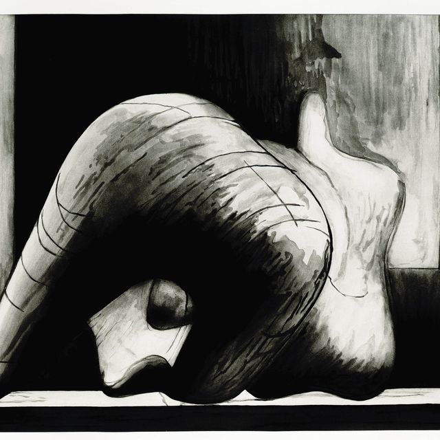 Henry Moore — Каменная лежащая фигура на фоне архитектуры (C. 569)