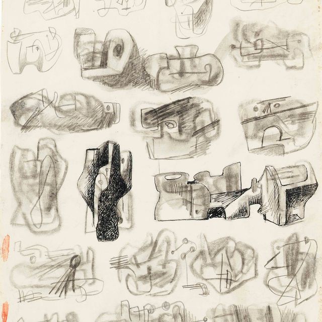 Henry Moore — Идеи для скульптуры (recto); Фигурные камни (verso)