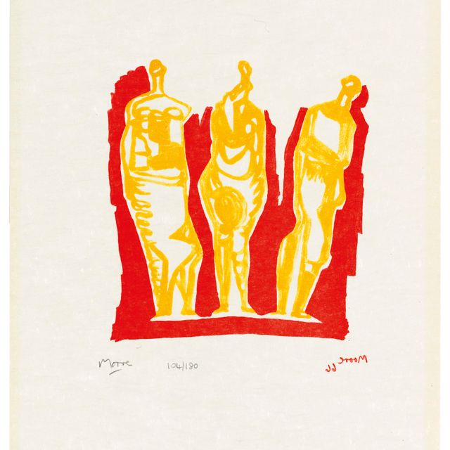 Henry Moore — Три стоящие фигуры из серии альбомов для рисования "Укрытие", немецкое издание.