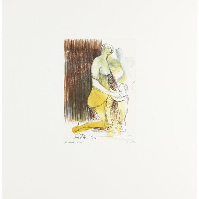 Henry Moore — Мать и дитя : три тарелки