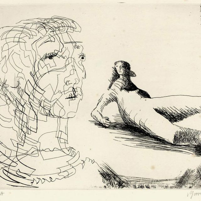 Henry Moore — Голова девушки и лежащая фигура (Cramer book 506)