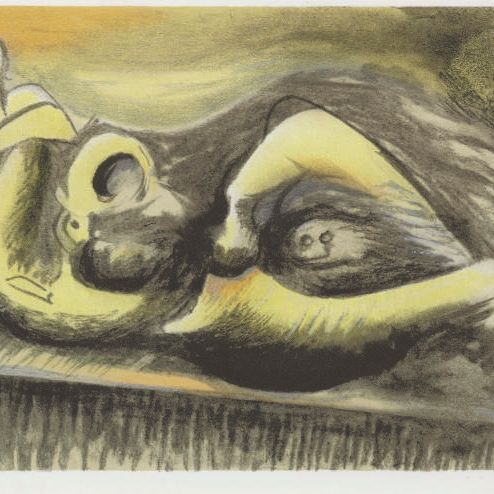 Henry Moore — Идея лежащей фигуры для металлической скульптуры (C. 653)