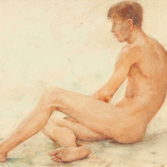 Henry Scott Tuke — Изучение обнаженного мужчины, сидящего, отвернувшись вправо
