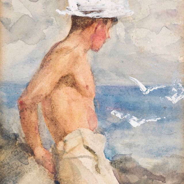 Henry Scott Tuke — Этюд молодого человека, смотрящего на море