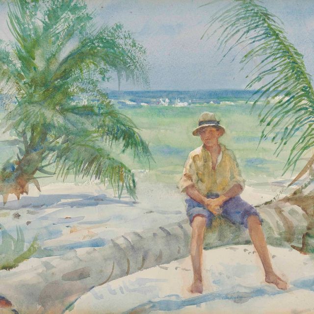 Henry Scott Tuke — Мальчик, сидящий на пальме, Коралловый остров