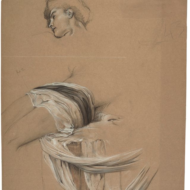 Herbert James Draper — Этюды с задрапированной талией и головой мужчины ( сзади ); Этюд обнаженной женщины ( сзади )