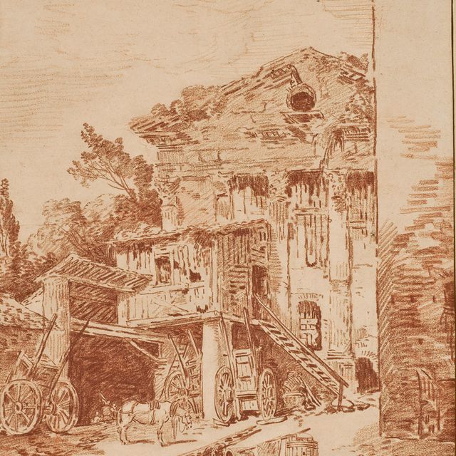 Hubert Robert — Единственный фермовый двор перед Кампо-Ваккино в Риме