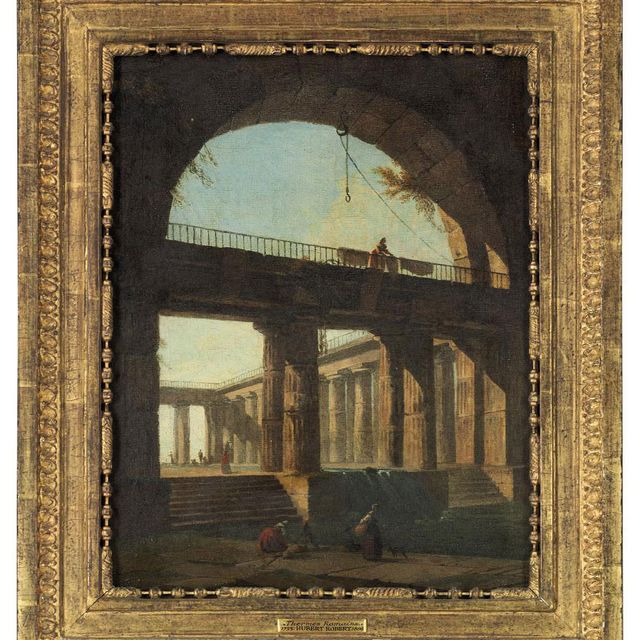 Hubert Robert — Каприччио из римских бань с женщинами и детьми
