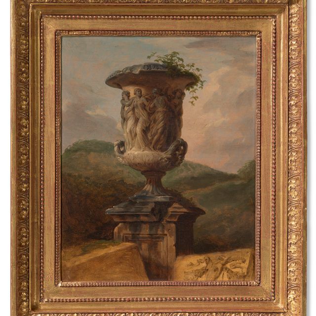 Hubert Robert — Старинная урна на фоне пейзажа