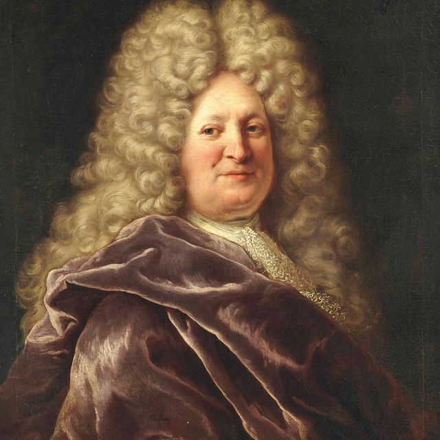 Hyacinthe Rigaud — Портрет джентльмена в полный рост, в бордовой мантии