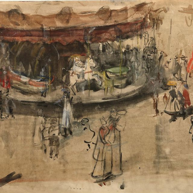 Isaac Israels — Карусель, Париж (справа налево); Портрет дамы (оборотная сторона)