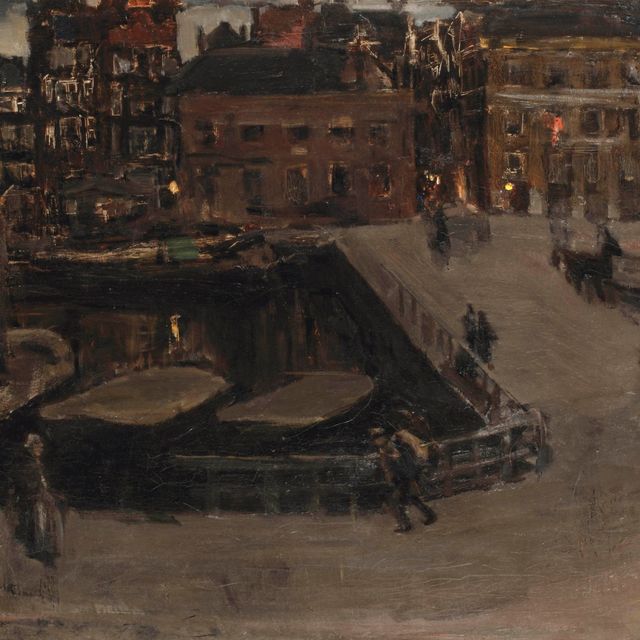 Isaac Israels — Вид на Дамрак, Амстердам, ночью