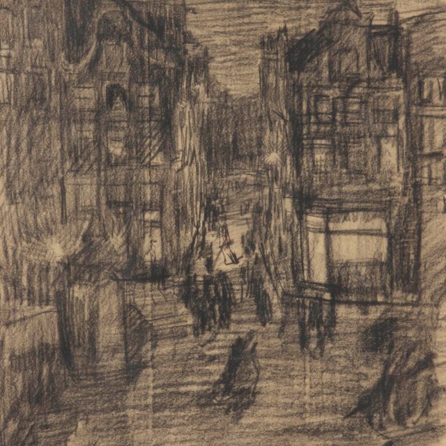 Isaac Israels — Сингел 182-184 с улицей Ауд-Лелиестраат, видимой с Торенслюис, Амстердам