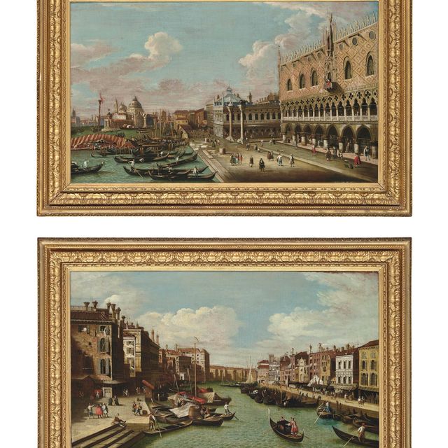 Italian School — Бачино-ди-Сан-Марко, Венеция, с Палаццо Дукале; и Гранд-канал, Венеция, от Риальто