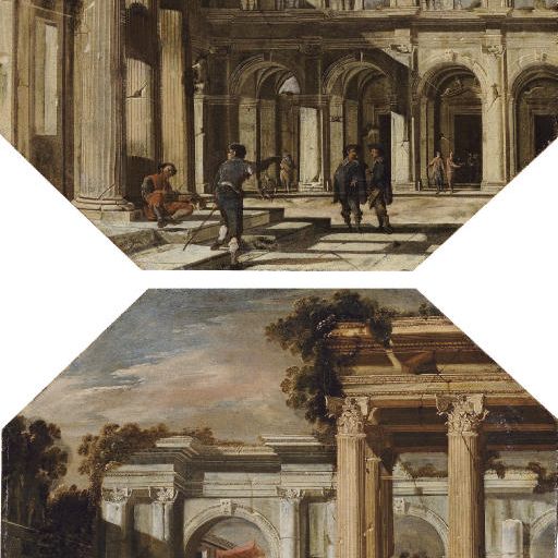 Italian School — Фигуры, беседующие среди классических колоннад