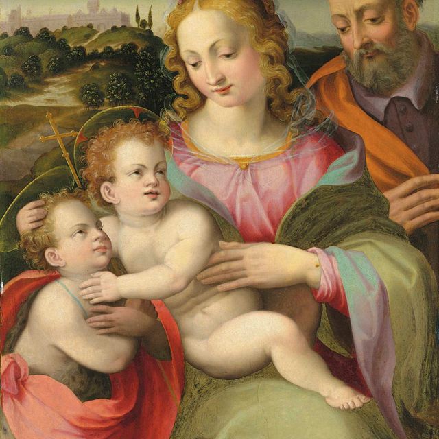 Italian School — Святое семейство с младенцем Святым Иоанном Крестителем