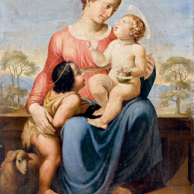 Italian School — Мадонна коль Бамбино и Сан-Джованнино