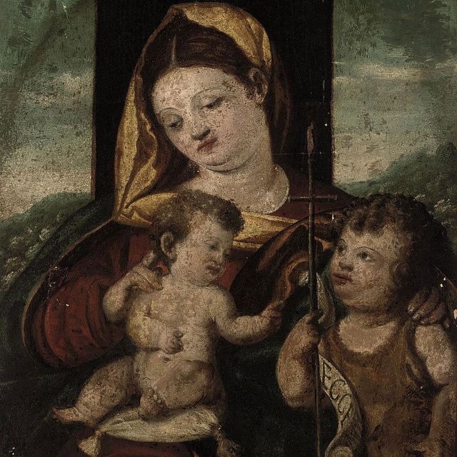 Italian School — Мадонна с младенцем и младенцем Святым Иоанном