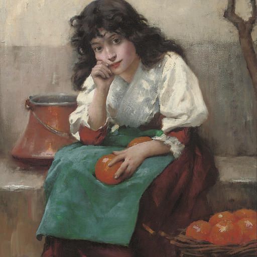 Italian School — Продавец апельсинов