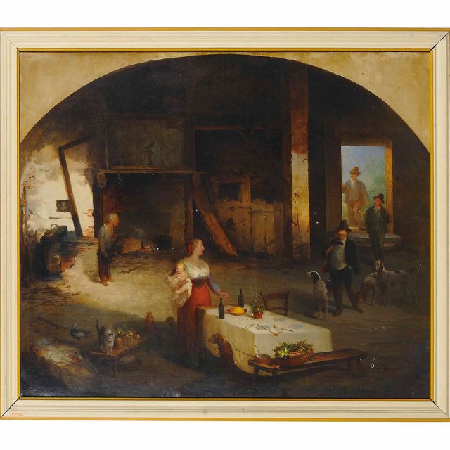 Italian School — Въезд Витторио Эмануэле II (1820-1878), короля Сардинии в 1849-1861 годах, а затем короля Италии в 1861-1878 годах, в деревенский коттедж
