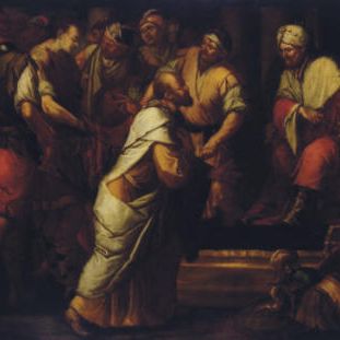 Italian School — Старик, стоящий на коленях перед королем