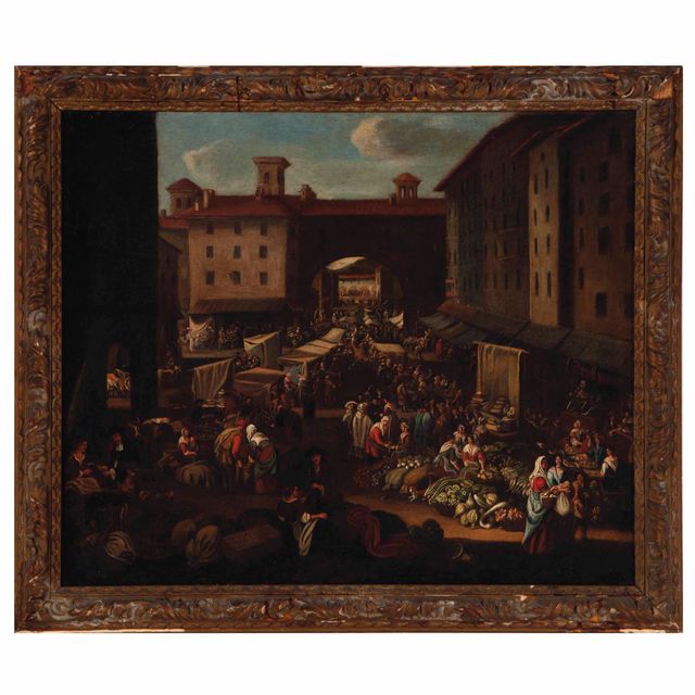 Italian School — Оживленная рыночная сцена