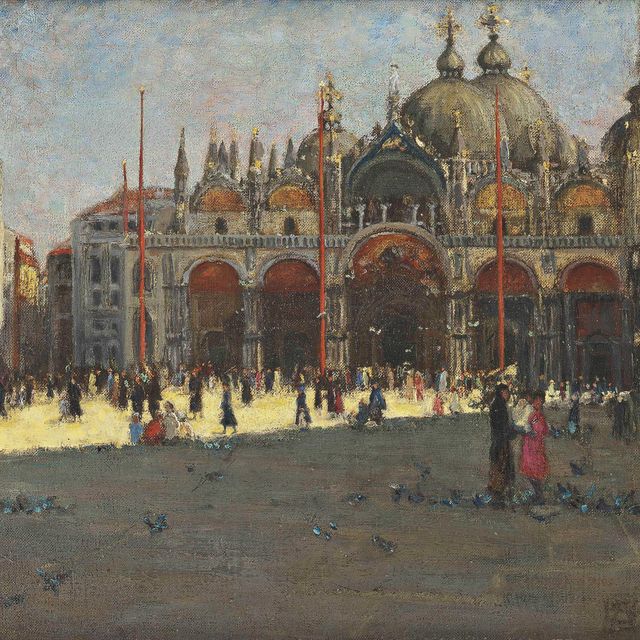 Italian School — Фигуры перед базиликой Сан-Марко, Венеция