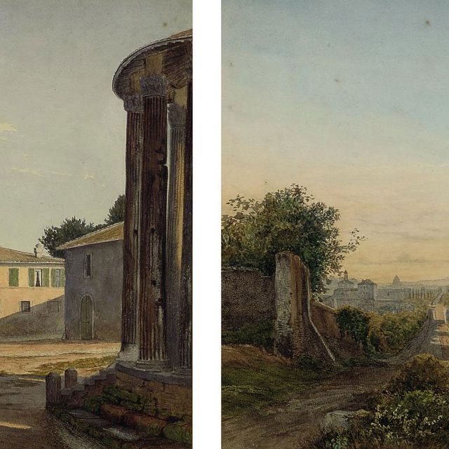 Italian School — Церковь Санта-Мария, Космедин, Рим; и могила Чечилии Метеллы на Виа Аппиа, Рим