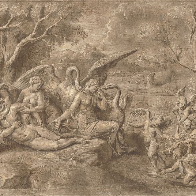 Italian School — Венера и нимфы, оплакивающие мертвого Адониса, в честь Джулио Романо
