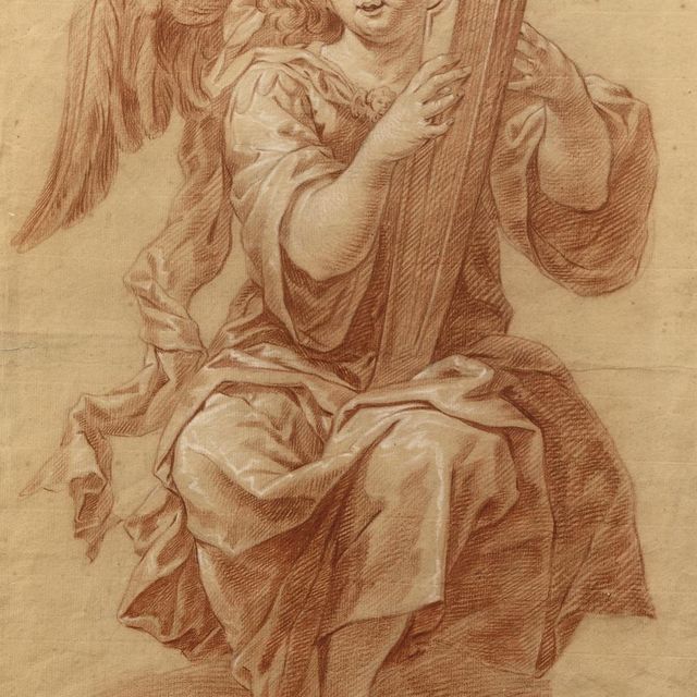 Italian School — Ангел, играющий на арфе