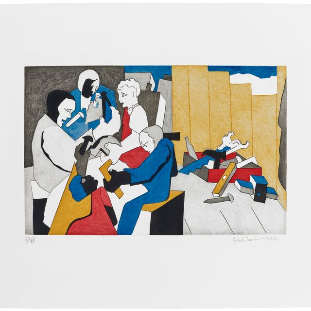 Jacob Lawrence — Пять строителей с ящиком для инструментов из набора для строителей