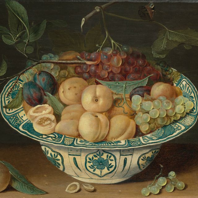 Jacob Van Hulsdonck — Морт природы с абрикосами, кетчупами и изюмом в купе с фарфоровым блинчиком в эпическом стиле.