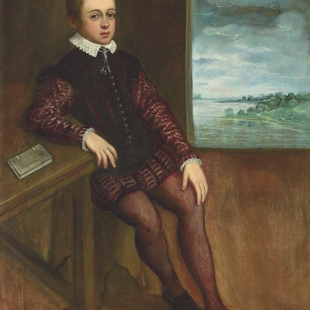 Jacopo Tintoretto — Портрет мальчика в полный рост, сидящего у окна
