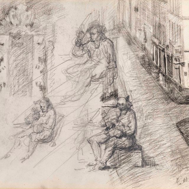 James Ensor — Улица Фландрии в Остенде (прямая ) ; Ателье ( обратная сторона )