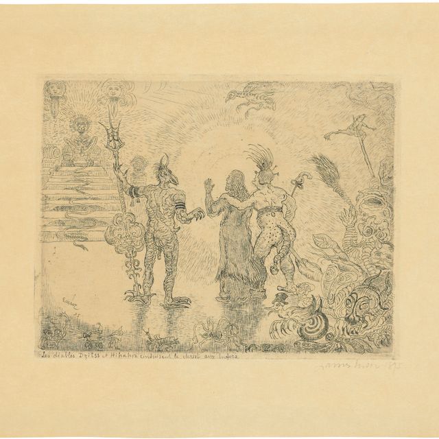 James Ensor — Дьяволы Дзиттс и Хиханокс ведут Христа в ад (Дьяволы Дзиттс и Хиханокс ведут Христа в ад)