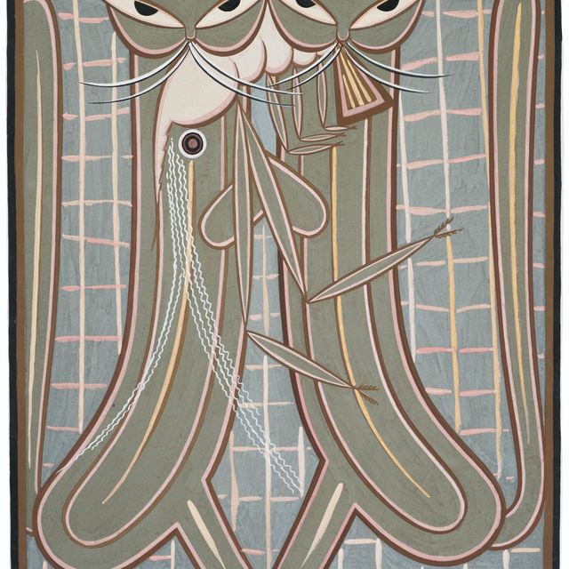 Jamini Roy — Без названия (Две кошки с креветками)