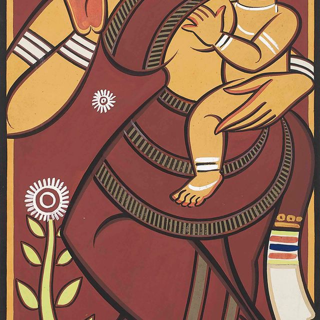 Jamini Roy — Без названия (Яшодха и Кришна)