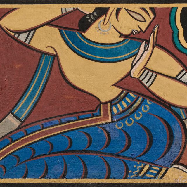 Jamini Roy — Без названия (Сидящая Гопини)