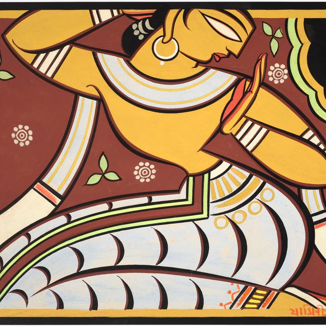 Jamini Roy — Без названия (Сидящая Гопини)